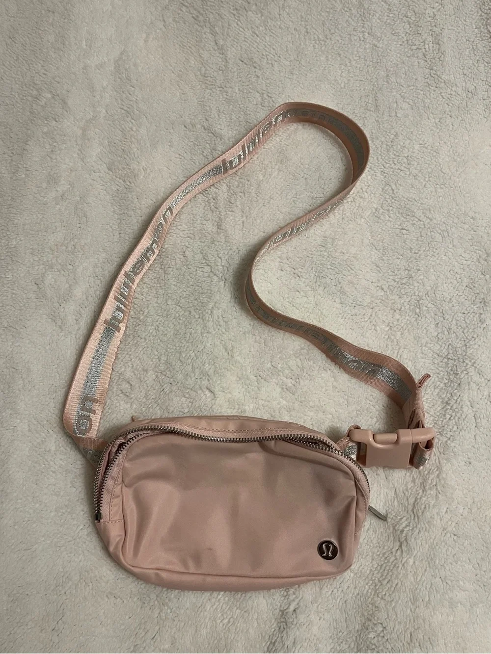 lululemon light blush pink nylon crossbody pouch